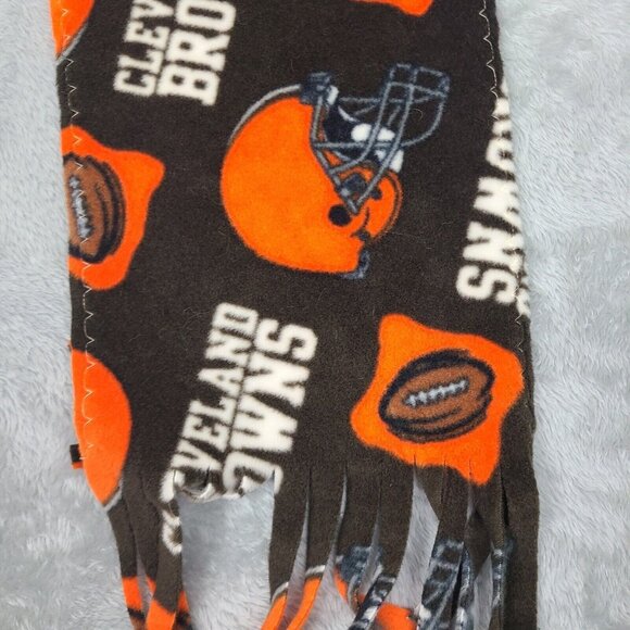 Cleveland‎ Browns Polar Fleece Mitten Scarf  Unisex Fringe Team Spellout - Picture 3 of 3
